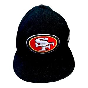 San Francisco 49ers Fifty 50 Black Cap with Red and White Logo Fitted Size 7 1/2